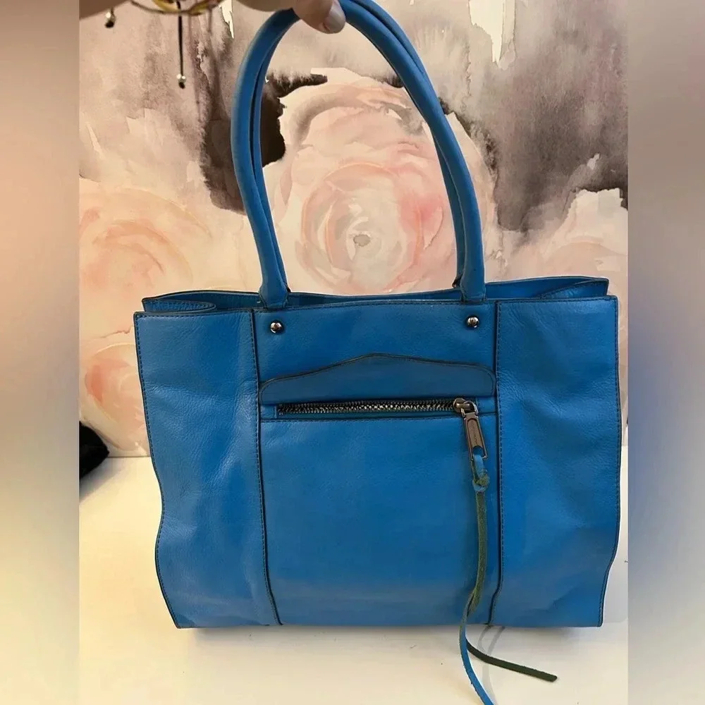 ! Rebecca Minkoff women’s blue MAB tote large satchel leather hand bag.